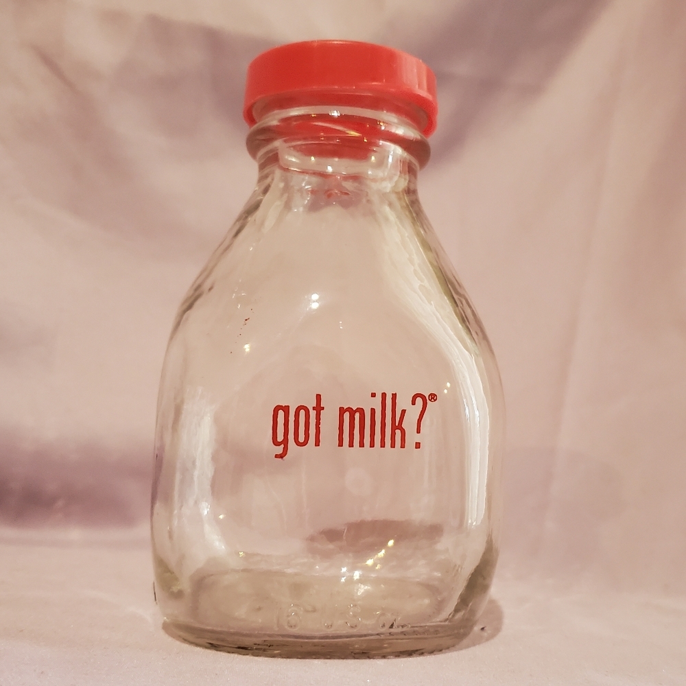 Glass milk bottle coin bank